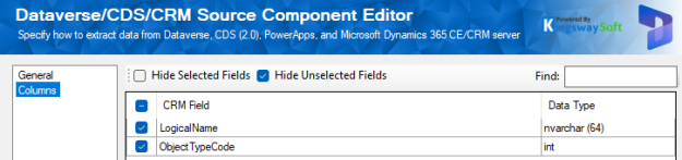 Screenshot showing what fields to use for the entity lookup.