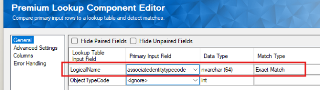 Screenshot of the Premium Lookup Component Editor, highlighting how to lookup the ObjectTypeCode and the associatedentitytypecode for a Dynamics 365 Dataverse Document Template.