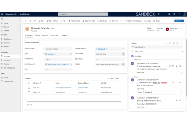 Client Account Management BenefitsBridge