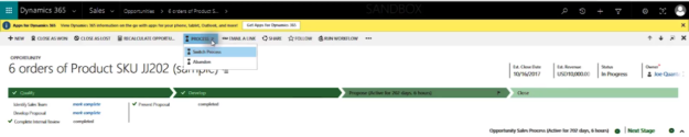 Switch Process Microsoft Dynamics 365 for Sales CRM